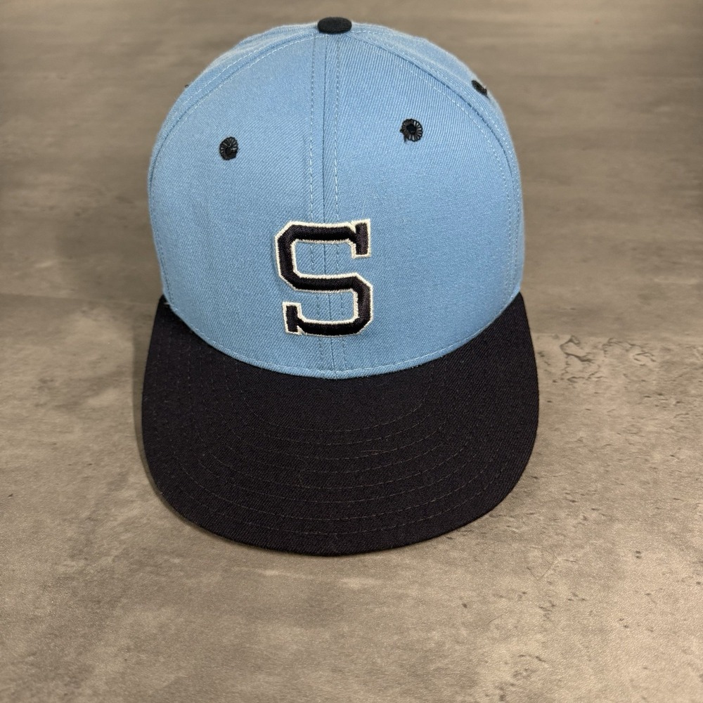 Vintage Seattle Pilots Hat New Era Cap 7 1/2 USA 100% Wool Light Baby Blue Navy‎